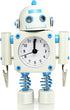 Betus Non-Ticking Robot Alarm Clock Stainless Metal - Wake-up Clock with Flashing Eye Lights and Hand Clip (White)