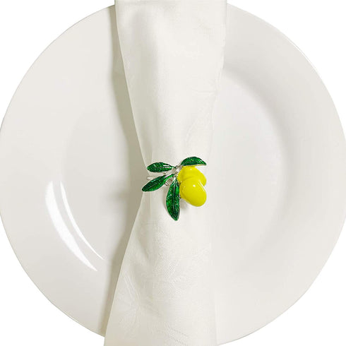 Lemon Napkin Rings Set of 4, Delicate Crafts Alloy Fruit Napkin Holder Rings Fall Table Decorations for Thanksgiving, Christmas, Wedding Banquet, Birthday, Holiday Daily Dinner, Party Decor?Lemon?