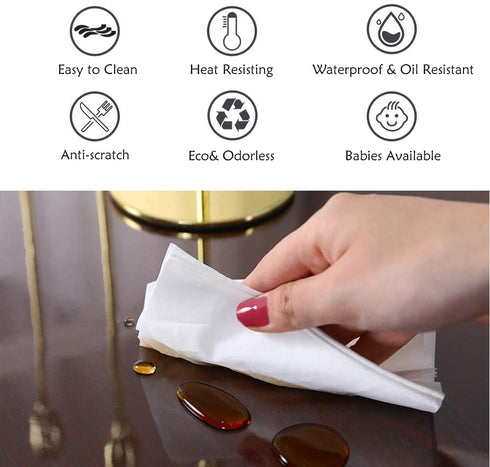 Square Tablecloth Protector 24 x 24 Inch Clear Desk Cover Protector 1.5 mm Thick Plastic Table Pad Mat Wooden Table Protector Desk Protector for End Table Night Stand Tea Table Kids and Student Desk