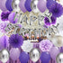 Purple Silver Birthday Decorations for Women Silver Happy Birthday Balloons Purple Silver Latex Balloons Polka Dot Paper Fans/Girl Purple Birthday Decorations for Women's 30th/40th/50th/60th Birthday Party Backdrop