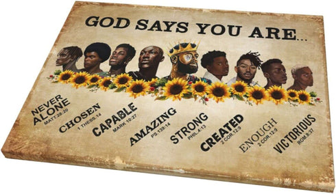 African American Black Men Wall Art Black Man Inspirational Picture Canvas Sunflower Painting Wall Decor Mordern Artwork Prints Home Decorative For Living Room Bedroom Framed 12x16inch