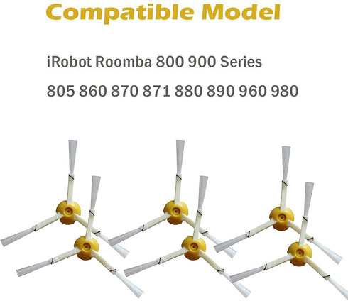 Side Brush Replacement for IRobot Roomba 900,800,700 and 600 Series 960 980 985 860 870 877 880 890 891 895 805 761 770 780 790 614 650 665 671 675 690 Models, 6-Pack by VVSUN
