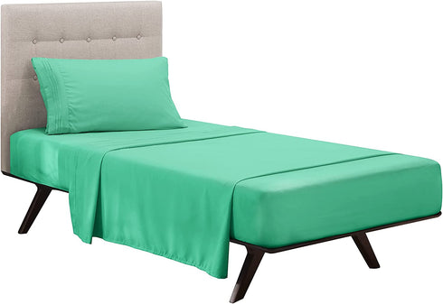 Clara Clark Bed Sheets, Premier 1800 Series 4 Piece Bed Sheet Set, Deep Pocket, Wrinkle, Fade, Stain Resistant, Luxury Soft Bedding Sheets & Pillowcases, Twin-XL, Mint Green