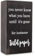 Bathroom Decor Box and Funny Bathroom Sign - Cute Farmhouse Rustic Decorations for Top of Toilet Tank Toilet Paper Holder - Great Housewarming Gift Idea (Brown)