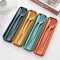 4 Sets Wheat Straw Cutlery, Portable Cutlery Set, Reusable Travel Flatware Set, for Lunch Boxes Workplace Camping School Picnic or Daily Use (Green, yellow, orange, blue)