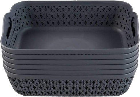 Morcte Small Storage Basket, Plastic Mesh Organizer Basket (Grey, Set of 6)