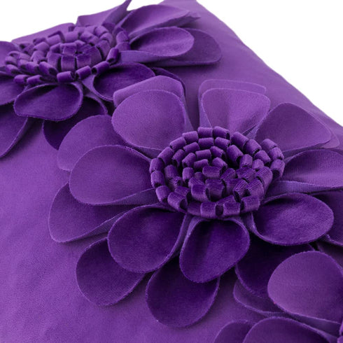 JWH 3D Flower Throw Pillow Covers Aesthetic Sunflower Pillow Cases Cute Pillowcase Handmade Decorative Rectangle Velvet Cushion Covers Farmhouse Sofa Couch Floor Decor Plush Shams 12x20 Inch Purple