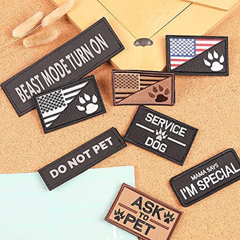 14 PCS Service Dog Patches Reflective Service Dog Vest Patches with Velcro Tactical Hook Loop Harness Patch Set for in Training Dog,Large Dog