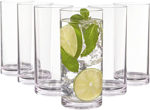 Classic 16-ounce Premium Quality Plastic Water Tumbler | Clear Set of 6