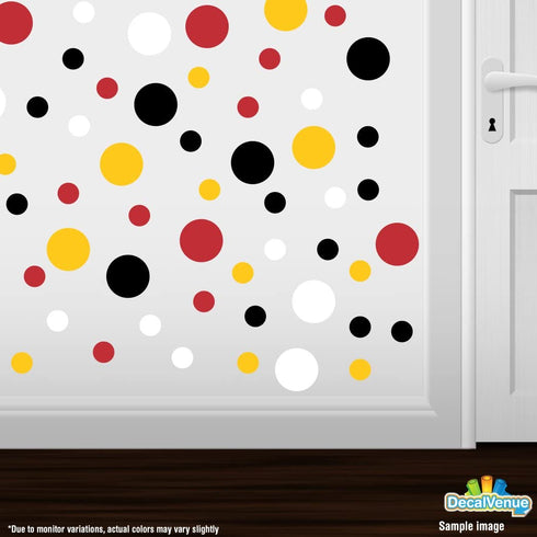 Black/Red/White/Yellow Vinyl Wall Stickers - 2 & 4 inch Circles (60 Decals)