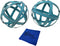 Brightest Place Blue Metal Band Decorative Spheres Set of 2 and Microfiber Dusting Cloth