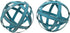 Brightest Place Blue Metal Band Decorative Spheres Set of 2 and Microfiber Dusting Cloth