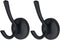 Mellewell Double Robe Hook 4-1/5'' Height Heavy Duty Towel Coat Hooks Wall Mounted Matte Black, 2 Pack, 09001D