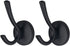 Mellewell Double Robe Hook 4-1/5'' Height Heavy Duty Towel Coat Hooks Wall Mounted Matte Black, 2 Pack, 09001D