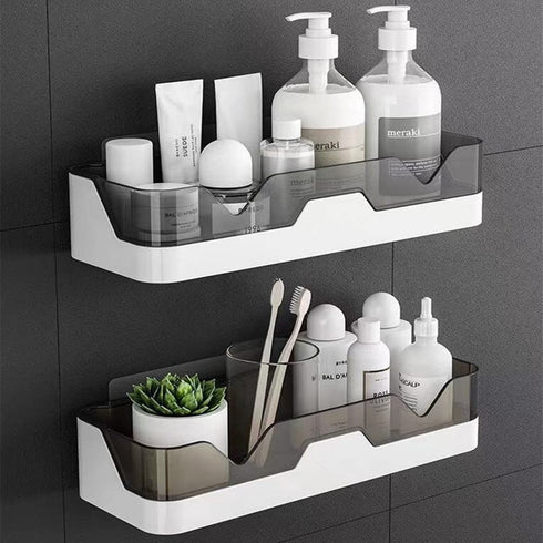 Shower Caddy Wall Mounted 2 Pack Bathroom Organizer Shelves Adhesive Hooks 2PCS (+2PCS Backup), Shower Organiser Corner Bathtub Storage Basket Rack Shelf Bath Holder No Drilling Kitchen Spice Rack