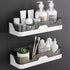 Shower Caddy Wall Mounted 2 Pack Bathroom Organizer Shelves Adhesive Hooks 2PCS (+2PCS Backup), Shower Organiser Corner Bathtub Storage Basket Rack Shelf Bath Holder No Drilling Kitchen Spice Rack
