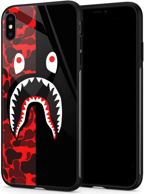Goodsprout Compatible with iPhone XR Case,Shark Face iPhone XR Cases for Girls Lady Men Boy Shockproof Anti-Scratch Case for iPhone XR 6.1-inch (Red Black Camo)