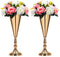 Set of 2 Tabletop Metal Wedding Flower Trumpet Vase Wedding Centerpiece Flower Vase for Wedding Event Decoration Living Decor Party Decor (Gold, 2—M)