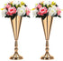 Set of 2 Tabletop Metal Wedding Flower Trumpet Vase Wedding Centerpiece Flower Vase for Wedding Event Decoration Living Decor Party Decor (Gold, 2—M)