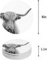 Coasters for Drinks Absorbent Coaster 6 Piece Set Grey Animal Highland Cow Pattern Funny Ceramic Cup Coaster for Cold Drinks Wine Glasses, Birthday Housewarming Gift