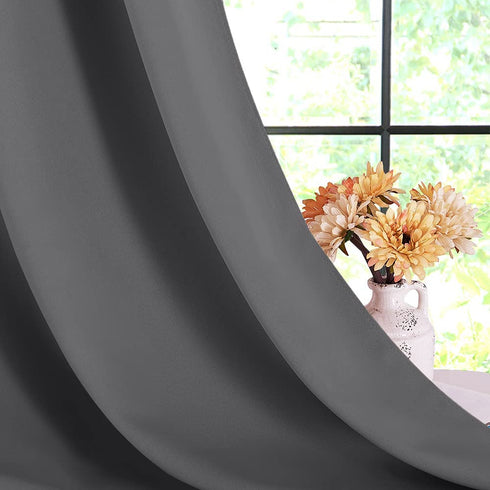 NICETOWN Grey Blackout Curtain Panels for Bedroom, Thermal Insulated Grommet Top Blackout Draperies and Drapes (2 Panels, W42 x L45 -Inch, Grey)