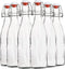 XZF Swing Top Clear Glass Bottles Brewing Bottles 500 ml 16 fl. oz. Flip Top Bottles Great for Oil Vinegar Beverages Homemade Juices Kombucha Water Beer Set of 6, XZF001