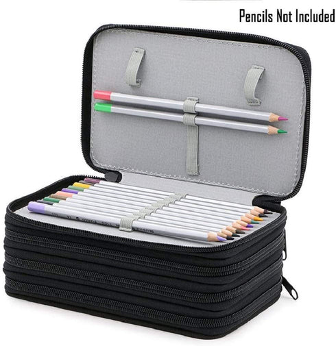 Pencil Case 72 Slots Large Capacity Pens Case Pencil Pouch Wrap Coloring Pencil Holder Organizer Stationary Bag with Interior Zippered Pocket