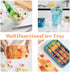 SOULCHEF 2 PACK Silicone Ice Cube Tray, 24 Ice Molds Easy-Release Flexible Ice Maker with Removable Lid, for Whiskey Wine Cocktails Juice Soups - Pink & Gray, Christmas Gifts