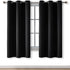 Rutterllow Blackout Curtains for Bedroom, Thermal Insulated Room Darkening Curtains 2 Panels for Living Room, Grommet Top (42x72 Inch, Black)