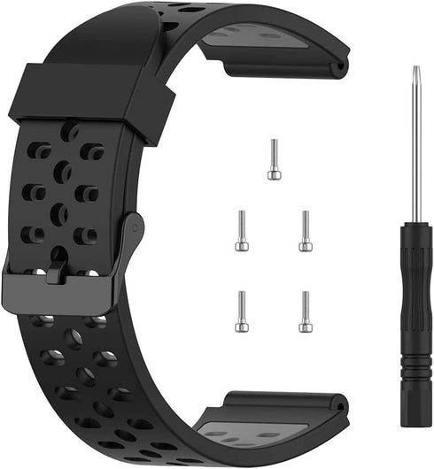 Bands Compatible with Bushnell Neo Ion 1& 2 Soft Silicone Replacement Two-Color Breathable Hole Wristband Compatible with Bushnell Neo Ion 1&2 & Bushnell Excel Golf GPS smartwatch (Black&Grey)
