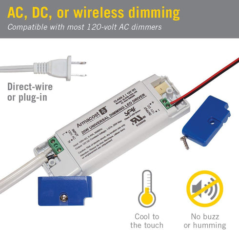 Armacost Lighting 820200 for LED Lighting, with Removable AC Cord, 20 Watt, Gray