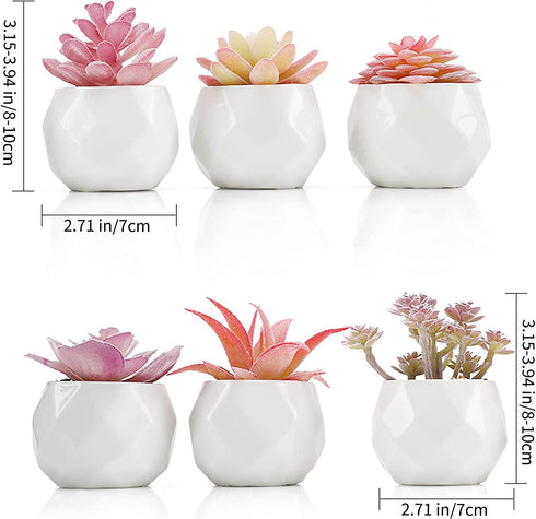 Remittur Set of 6 Artificial Succulents in Ceramic Pots, Pink Fake Succulent Plants for Bedroom Decor, Small Succulents Plants Artificial Fake Plant Decor, Mini Desk Plant for Home Decor (Pink)