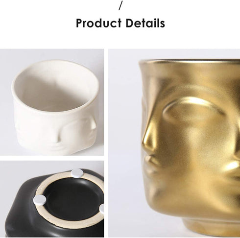 Ardax Black Ceramic Decorative Bowl with Face Pattern,Jewelry and Key Holder,Home Décor Vase for Living Room