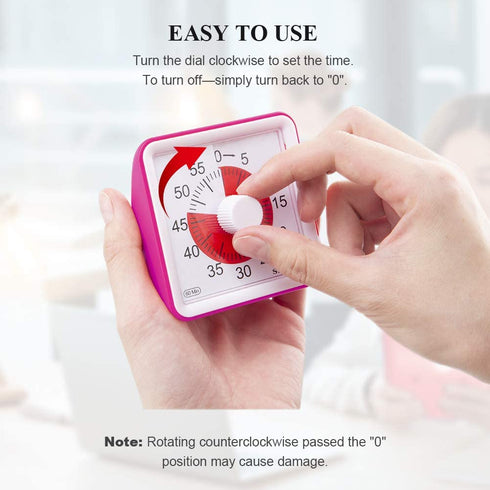 Secura 60-Minute Visual Timer, Classroom Countdown Clock, Silent Timer for Kids and Adults, Time Management Tool for Teaching (Purple)