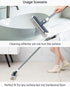 MEXERRIS Floor Scrub Brush with Long Handle - Stiff Carpet Deck Brush 2 in 1 Floor Scrubber Cleaning Grout Brush for Tile, Bathroom, Shower, Sink, Bathtub, and Kitchen Surface - Gray
