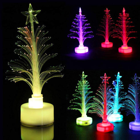 2pcs Multi- Colour Christmas LED Light Christmas Tree Fiber Optic LED Night Lights Decorative Fibre Christmas Tree LED Night Light Christmas Holiday Decoration