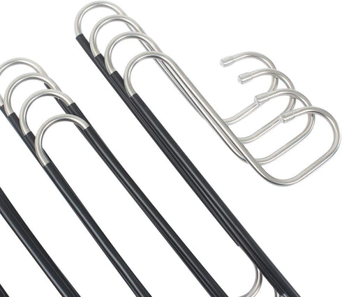 Myfolrena Pants Hangers Non Slip Updated S-Shaped 5 Layers Hangers Closet Space Saver for Jeans Scarf Tie Clothes(4-Pack)