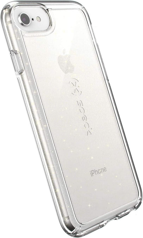 Speck Products GemShell iPhone SE (2022) Case| iPhone SE (2020)| iPhone 8| iPhone 7 - Clear with Gold Glitter/Clear