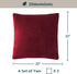 PAVILIA Decorative Throw Pillow Covers, Set of 2, 20x20, Solid Wine Red | Square Pillow Case for Sofa Couch Bed Bedroom Living Room | Fleece Velvet Plush Soft Decor Accent Zipper Euro Cushion Cover