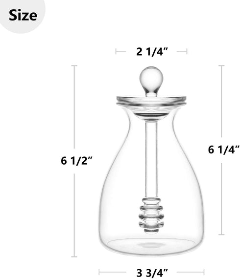 Mkono Honey Pot Glass Honey Jar with Dipper Sticks and Lid Cover Honey Containers Holder for Home Kitchen, Clear,14 Ounces