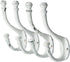 Vintage Cast Iron Wall Hooks (Antique White Finish, Set of 4) - Rustic, Farmhouse, Shabby Chic, French Country Coat Hooks | Great for Coats, Bags, Towels, Hats | Heritage Select