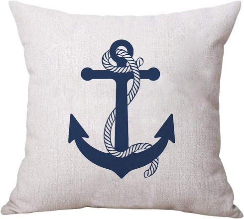 ULOVE LOVE YOURSELF Coastal Sailing Throw Pillow Case Blue Compass/Anchor/Sailboat/Navigation Pattern Ocean Theme Cushion Covers Nautical Beach Decorative Pillowcases 18—18 Inch,4Pack