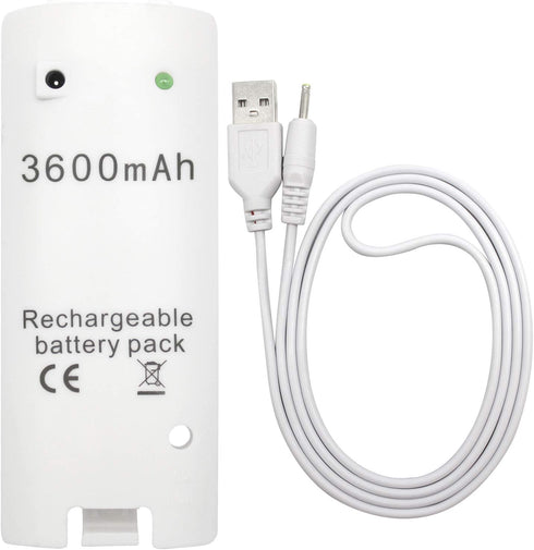 OSTENT 3600mAH Rechargeable Battery Charger Cable for Nintendo Wii Remote Controller Color White