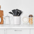 Farmhouse Utensil Holder for Countertop, 6.7³ Ceramic Kitchen Utensil Holder with Cork Base, Steady Kitchen Utensil Holder for Home Kitchen Decor, for Kitchen Tools, Christmas Gift, White