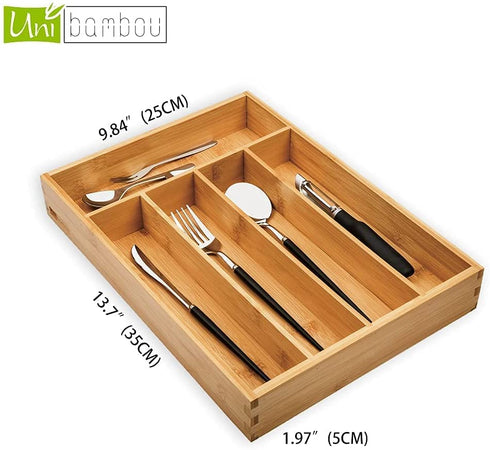 Unibambou Bamboo Utensil Drawer Organizer, Silverware Tray Organizer, Kitchen Drawer Organizer for Flatware Cutlery, Silverware Tray for Drawer (Natural)