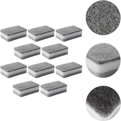 Hemoton 10pcs Kitchen Sponges for Dishes Scrub Sponges Dual-Sided Dishwashing Sponges for Kitchen (Grey)