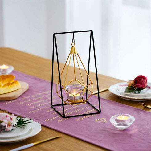 Sziqiqi Geometric Tea Light Candle Holder with Votive Glass and Display Stand, for Candle Flower Greenery Air Plant Tabletop Decor Holiday Centerpiece, Swing Set Design