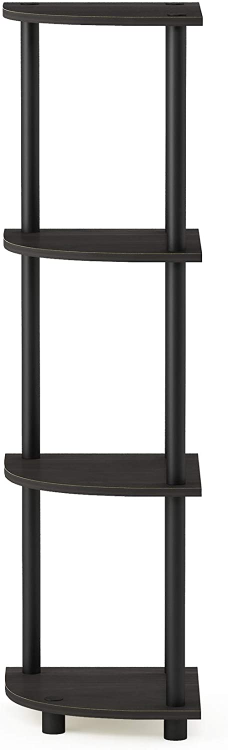 Furinno 12078EX/BK Turn-n-Tube Multipurpose 4-Tier Corner Shelf, Espresso/Black