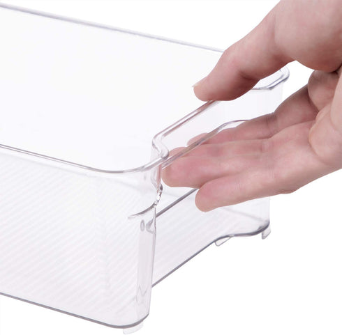 Set of 4 Refrigerator Organizer Bins - Plastic Refrigerator Storage Bins with Handle - Fridge Organizers and Storage Clear for Pantry, Kitchen, Freezer, Cabinet Organization, BPA Free - FOOYOO