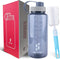 SHOKE 1 Liter Water Bottle, 32oz BPA Free Non-Toxic Tritan Wide Mouth Leakproof Large Sports Water Bottles with Handle, Gym Space Cup For Fitness Yoga Workouts Hiking with Sponge Bottle Brush